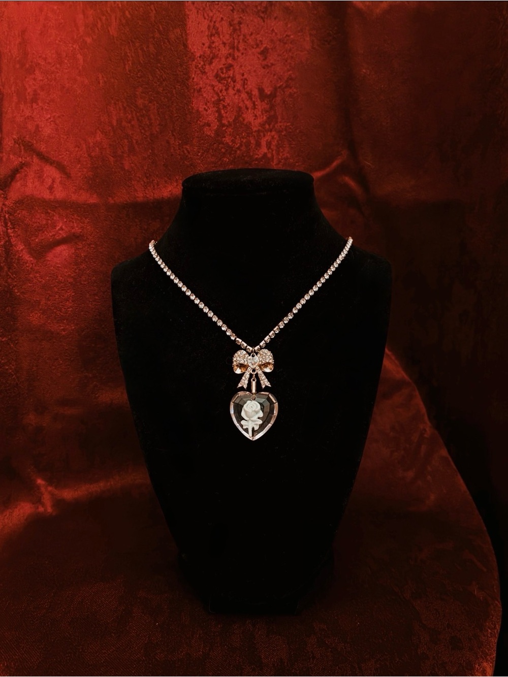 Betsey Johnson Bow Heart Necklace